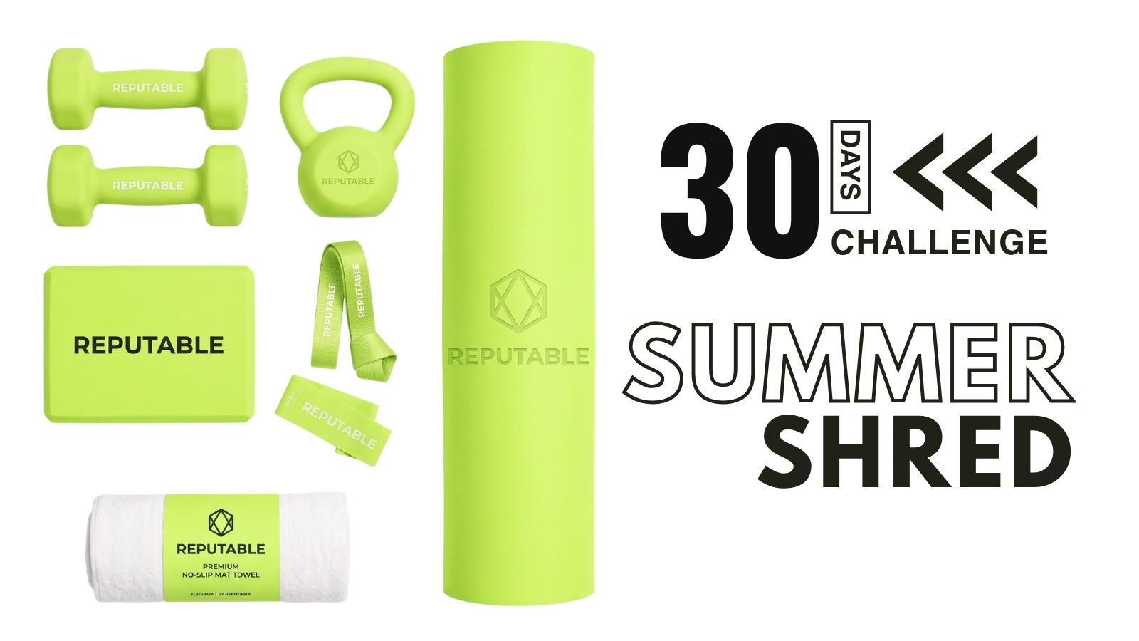 Lime green Reputable fitness equipment for the 30-Day Summer Shred challenge